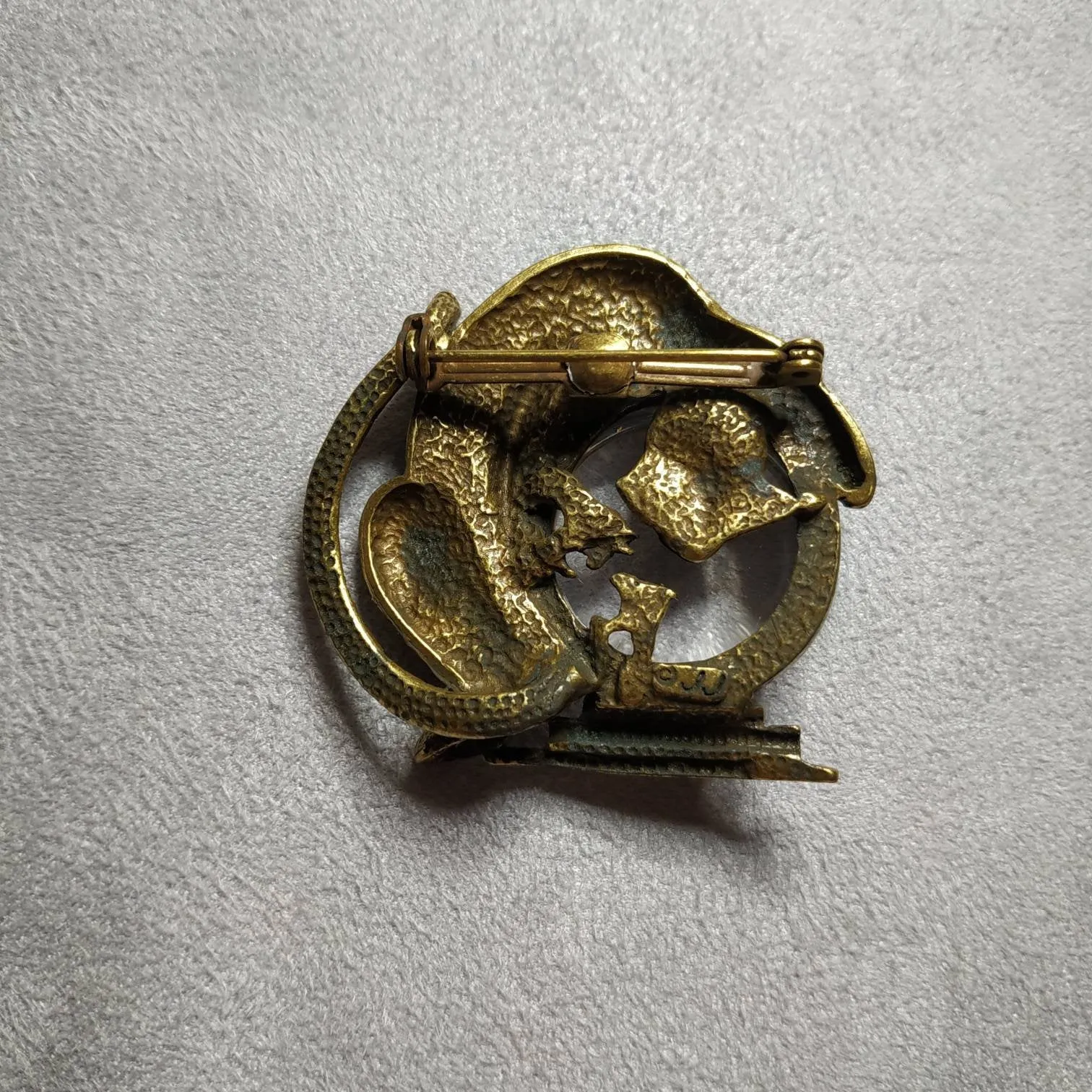 Cat with a Fishbowl brooch by JJ pewter