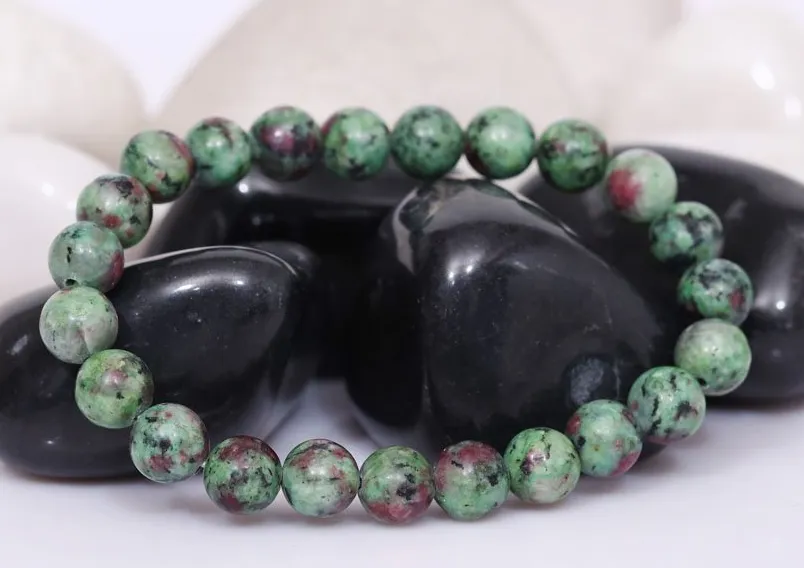 Certified Ruby Zoisite 8mm Natural Stone Bracelet