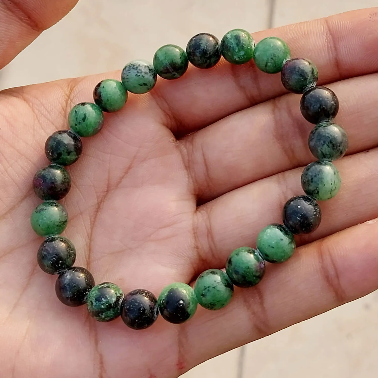 Certified Ruby Zoisite 8mm Natural Stone Bracelet