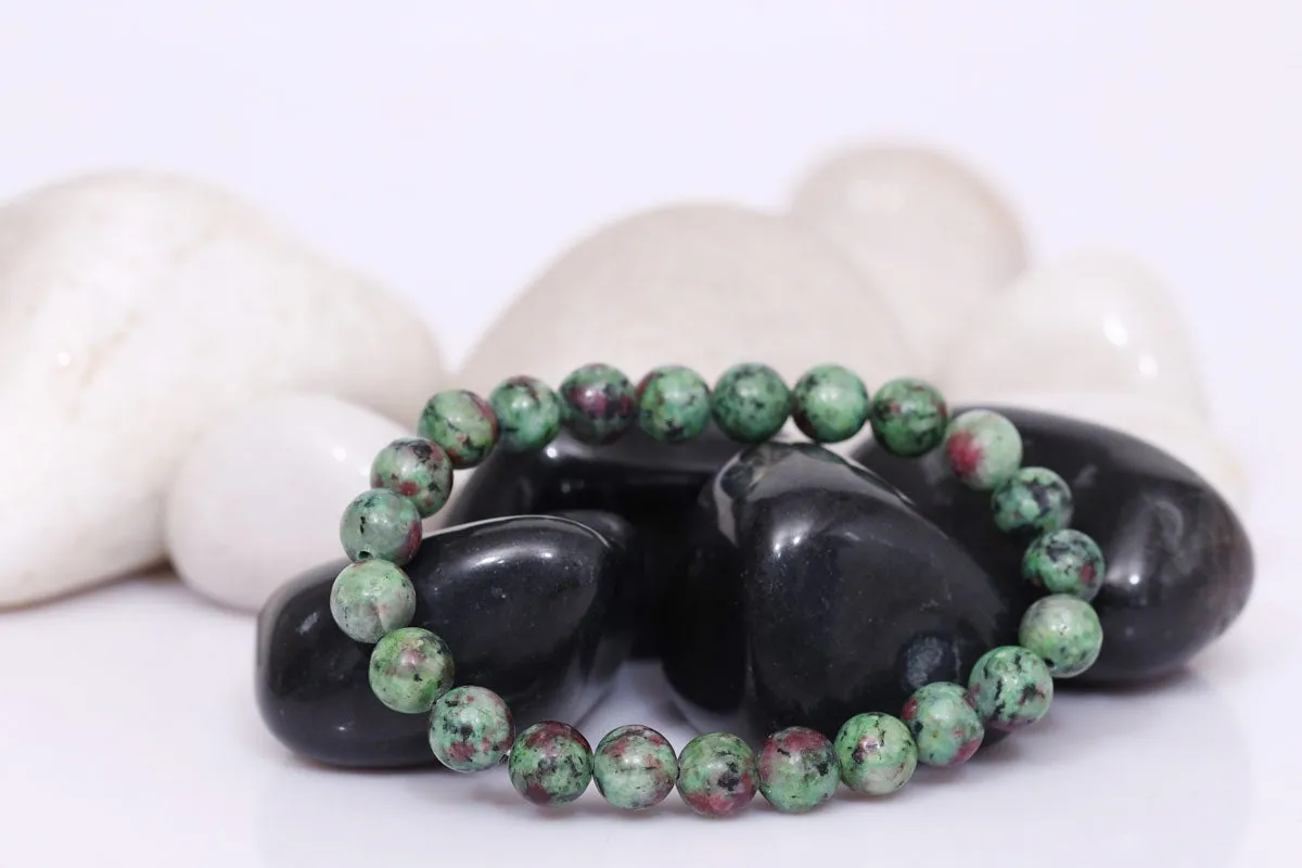 Certified Ruby Zoisite 8mm Natural Stone Bracelet