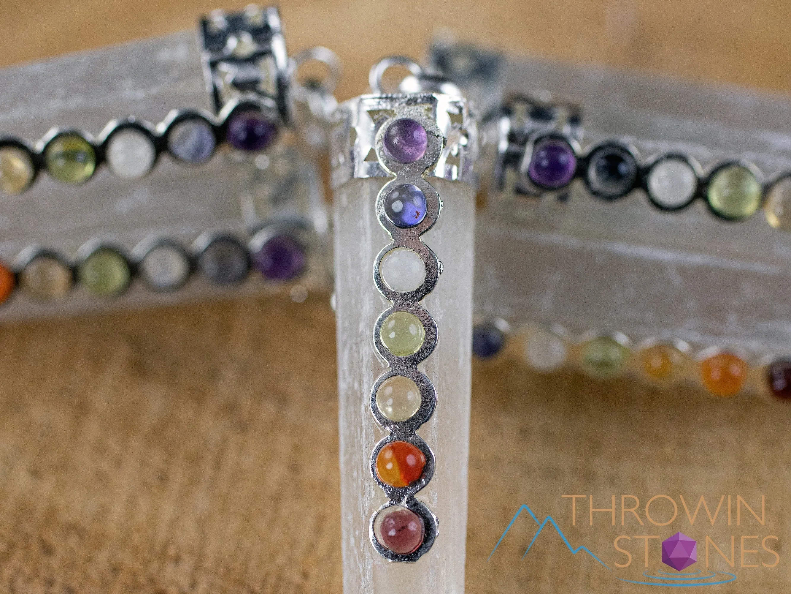 CHAKRA & SELENITE Crystal Pendant - Crystal Points, Handmade Jewelry, Healing Crystals and Stones, E1832