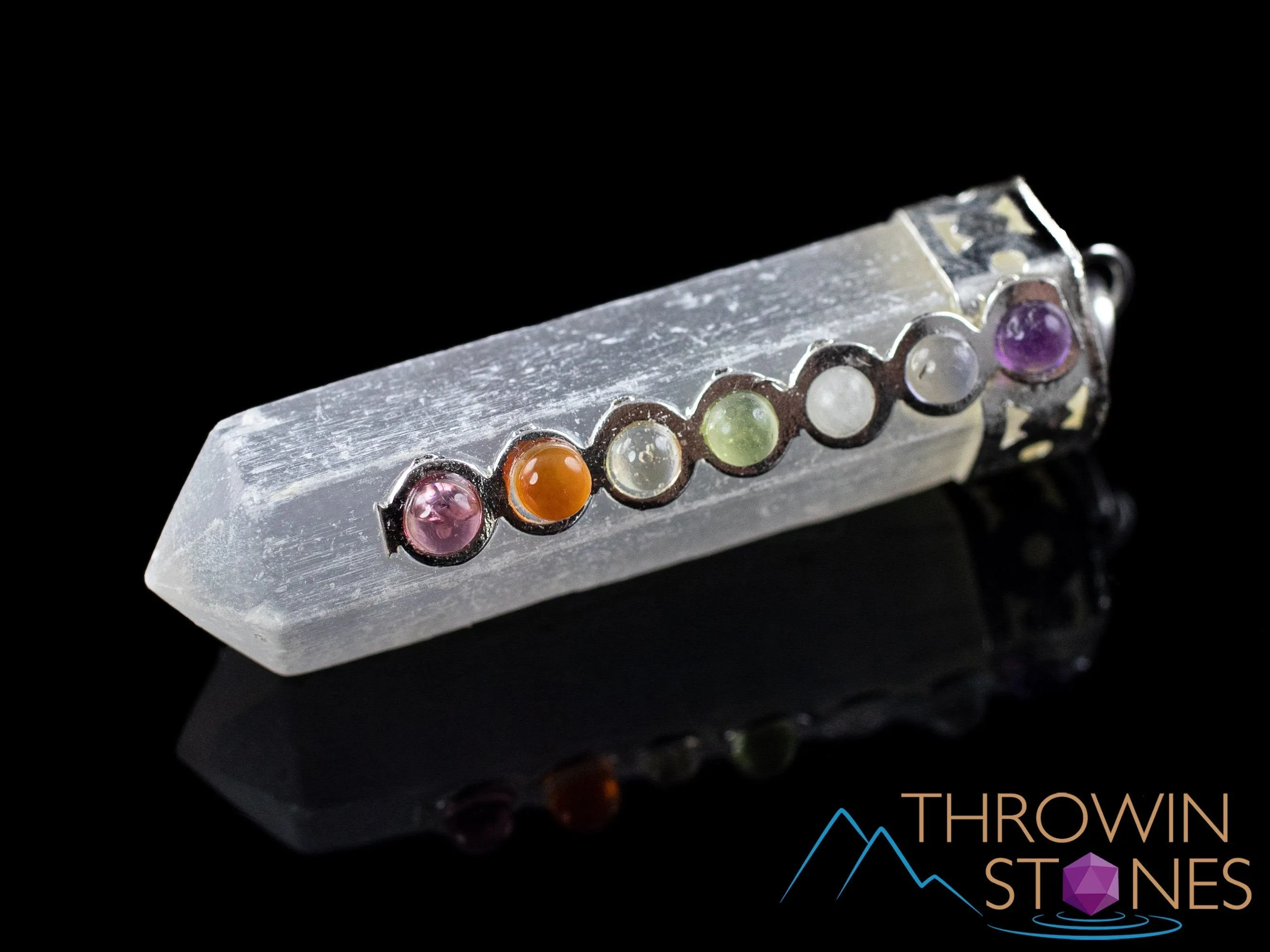 CHAKRA & SELENITE Crystal Pendant - Crystal Points, Handmade Jewelry, Healing Crystals and Stones, E1832