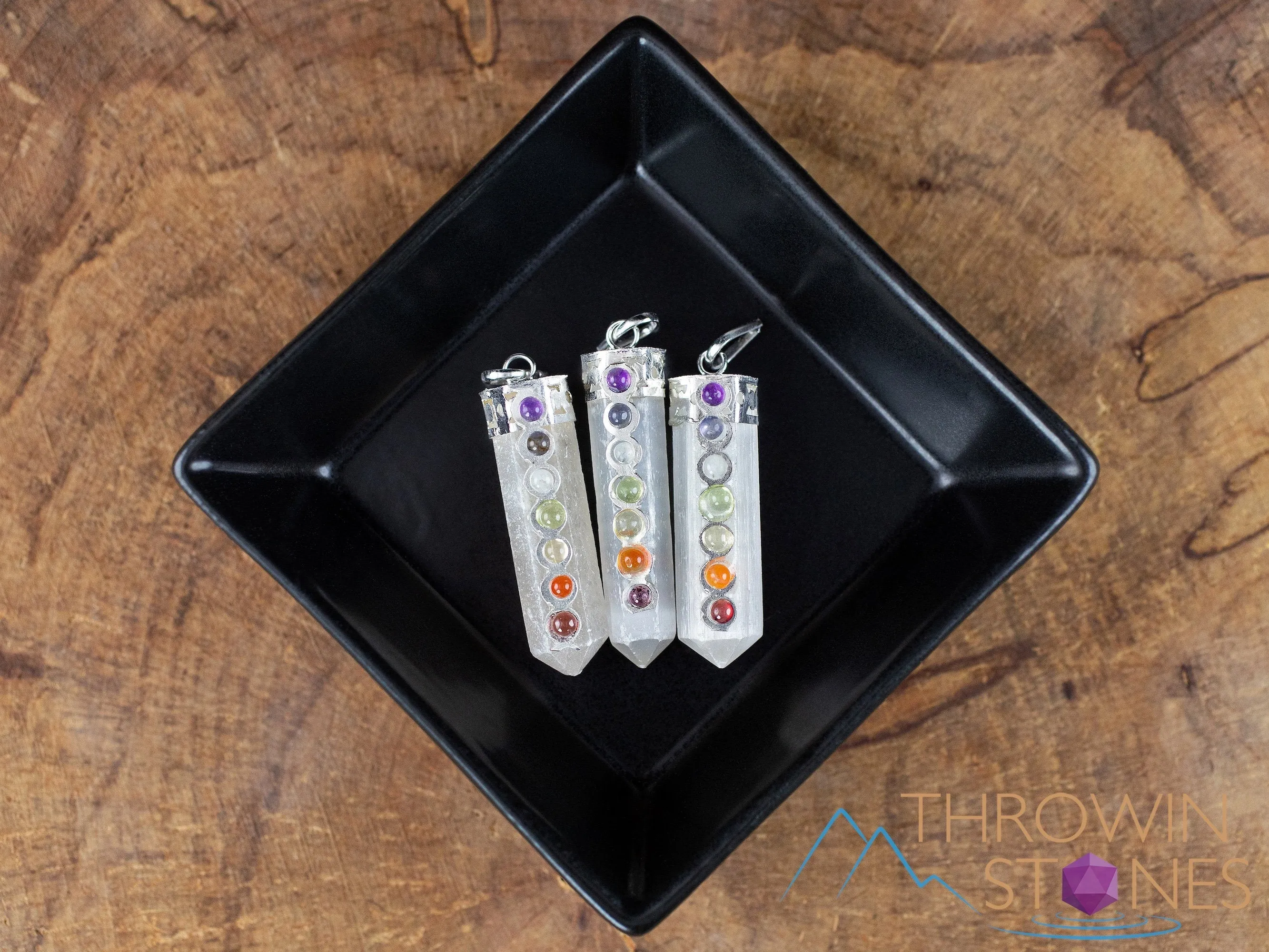 CHAKRA & SELENITE Crystal Pendant - Crystal Points, Handmade Jewelry, Healing Crystals and Stones, E1832