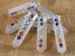 CHAKRA & SELENITE Crystal Pendant - Crystal Points, Handmade Jewelry, Healing Crystals and Stones, E1832