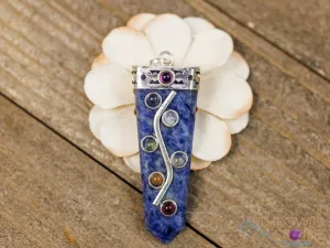 CHAKRA & SODALITE Crystal Pendant - Crystal Points, Handmade Jewelry, Chakra Necklace for Women, E2069