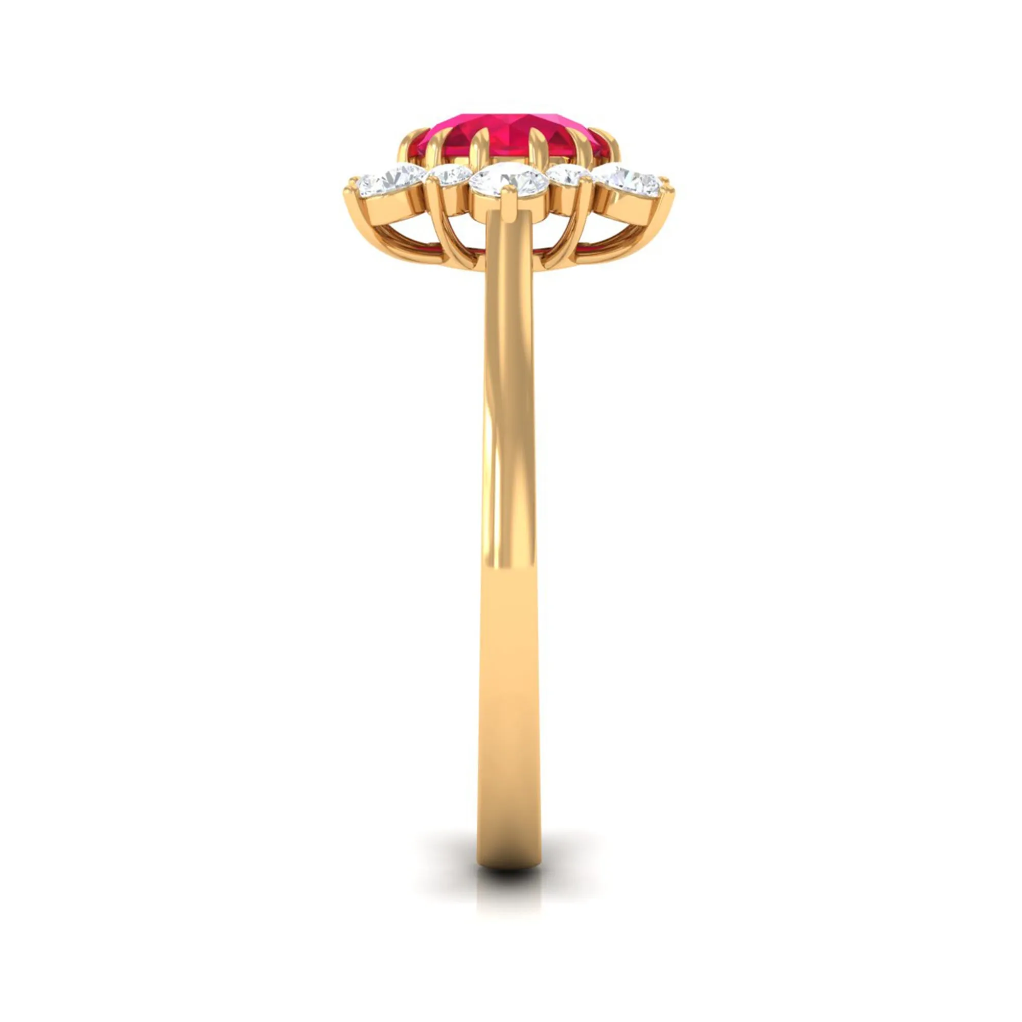 Created Ruby and Diamond Halo Engagement Ring