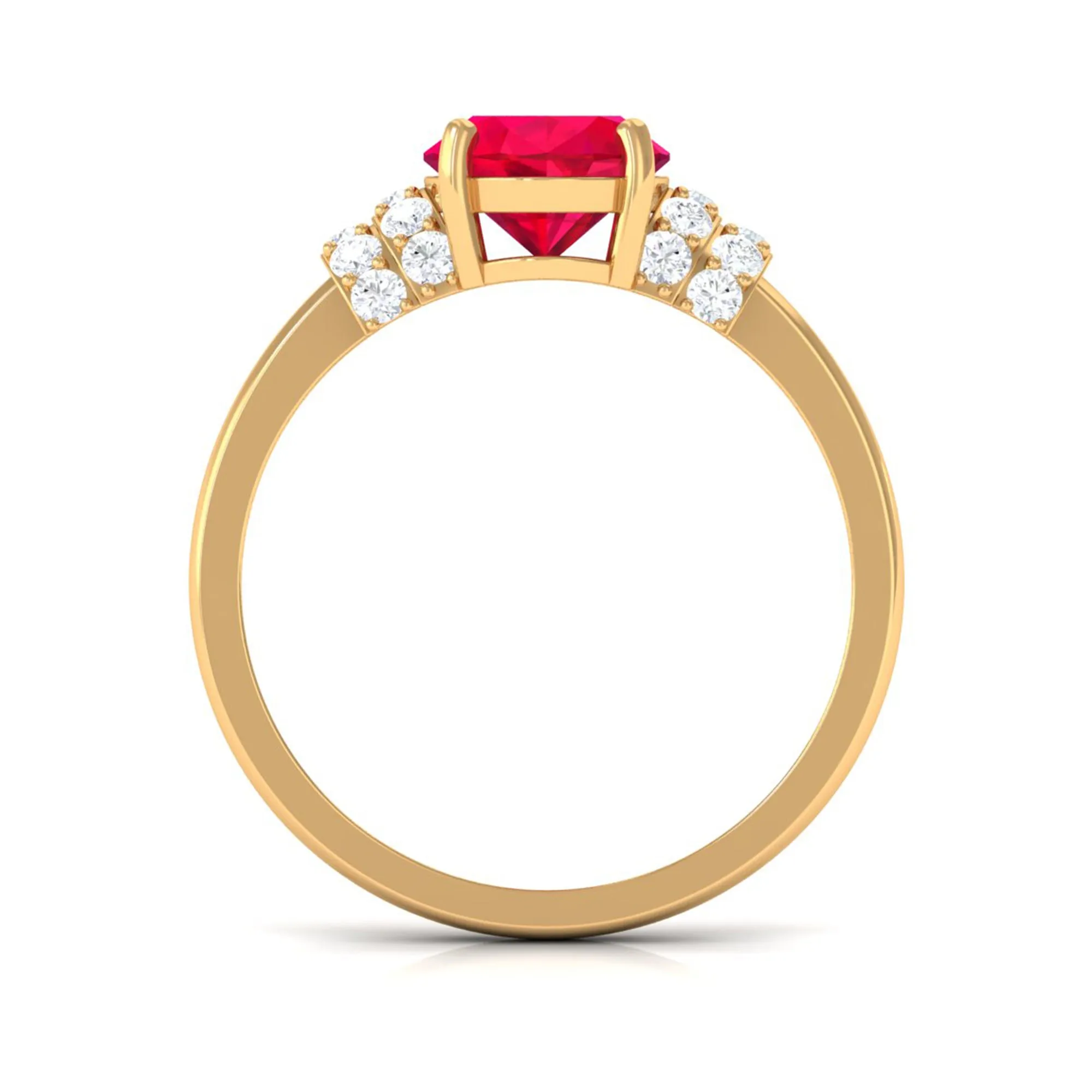 Created Ruby Oval Engagement Ring with Diamond