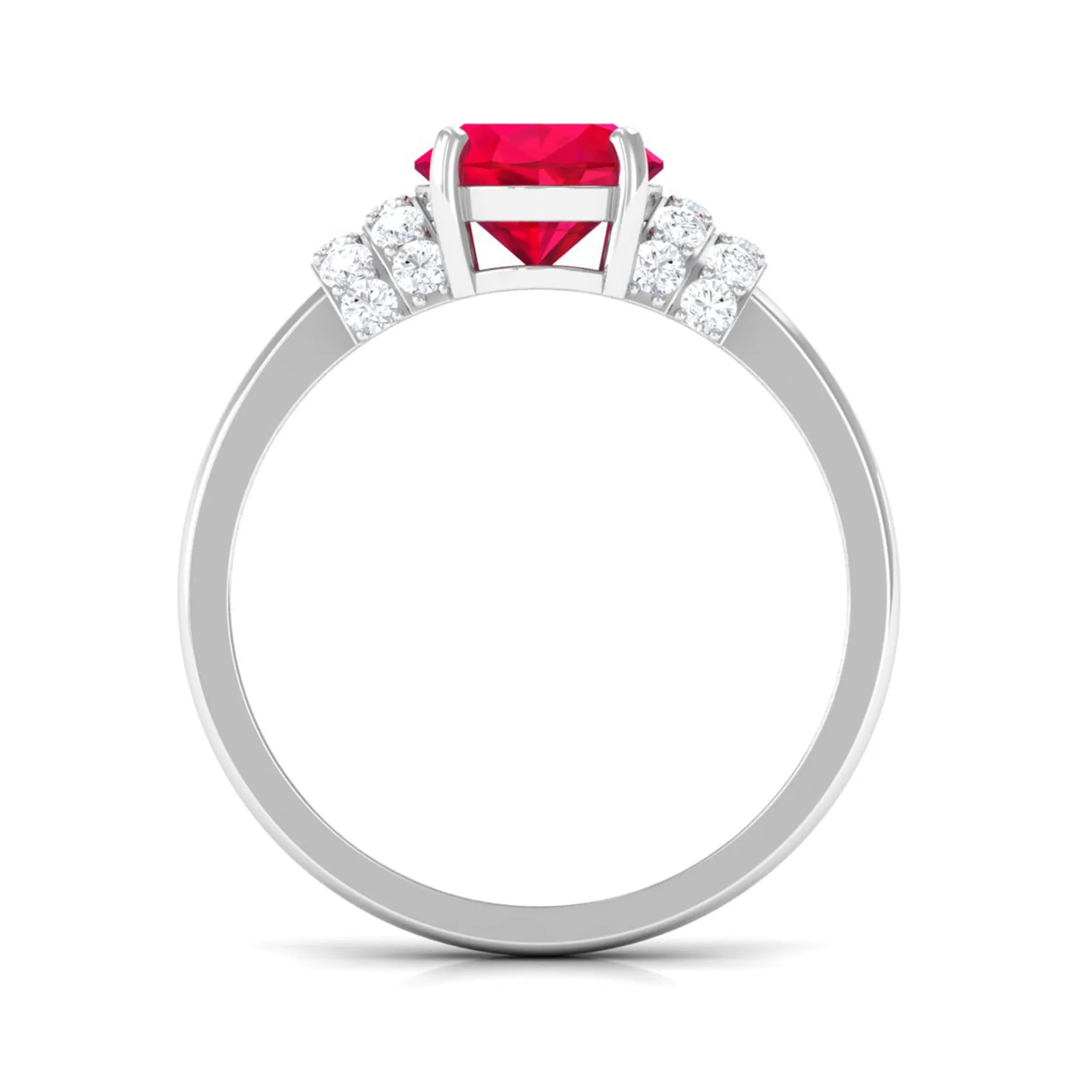 Created Ruby Oval Engagement Ring with Diamond