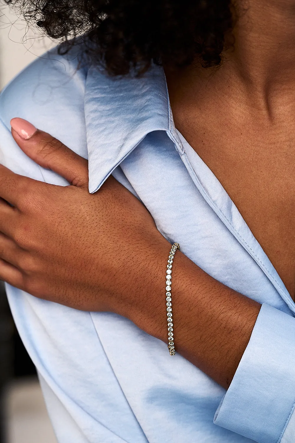 Cup Chain Tennis Bracelet - Aquamarine