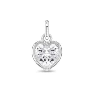CZ Birthstone Heart Charms Kids / Children's / Girls for Charm Bracelet - Sterling Silver