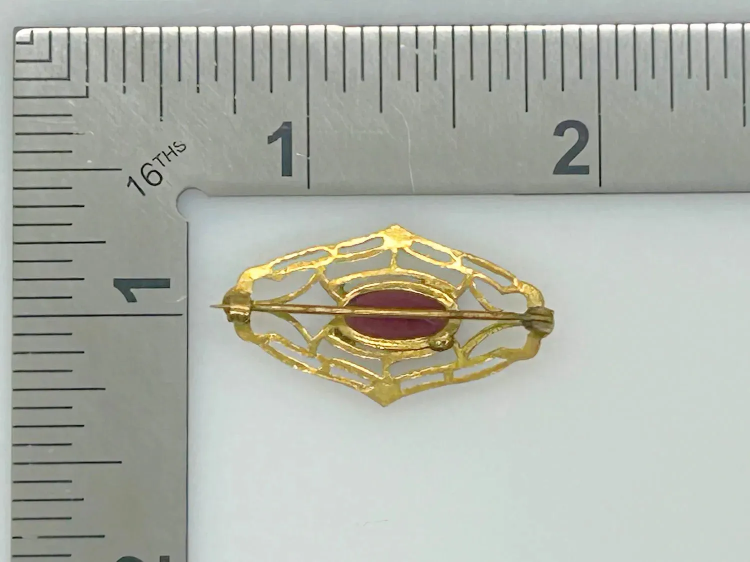Dainty Vintage Brooch with Oval Purple Stone