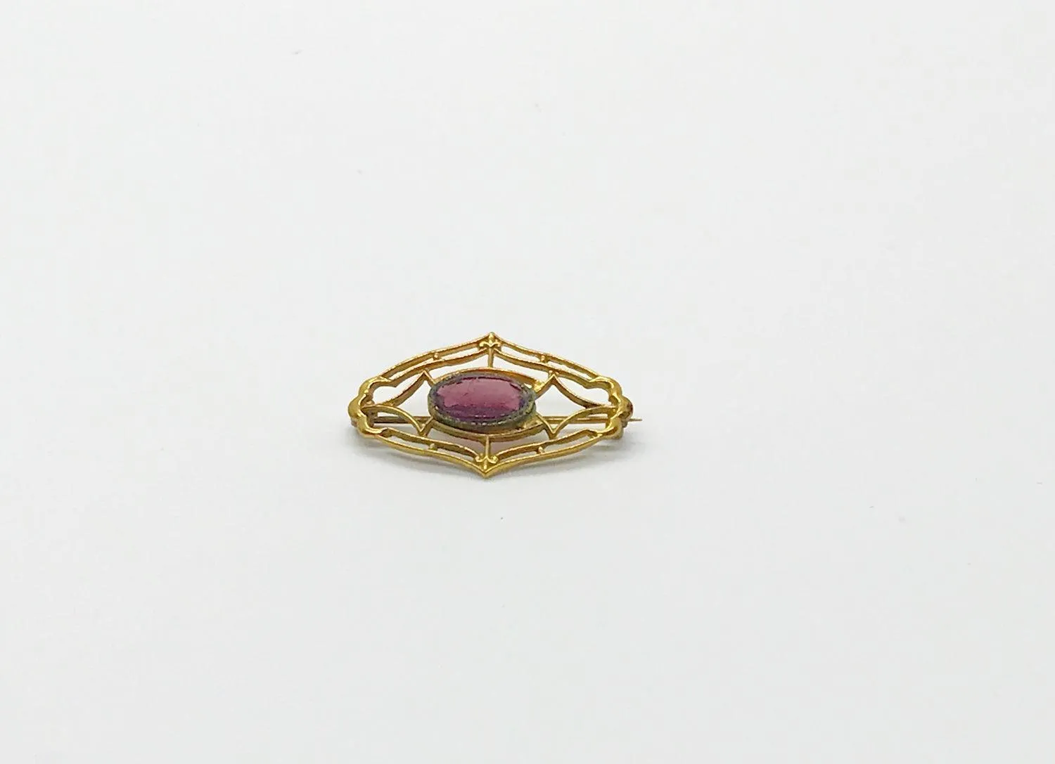 Dainty Vintage Brooch with Oval Purple Stone
