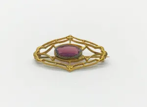 Dainty Vintage Brooch with Oval Purple Stone