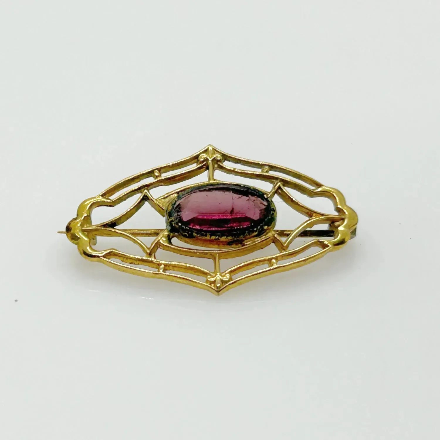 Dainty Vintage Brooch with Oval Purple Stone