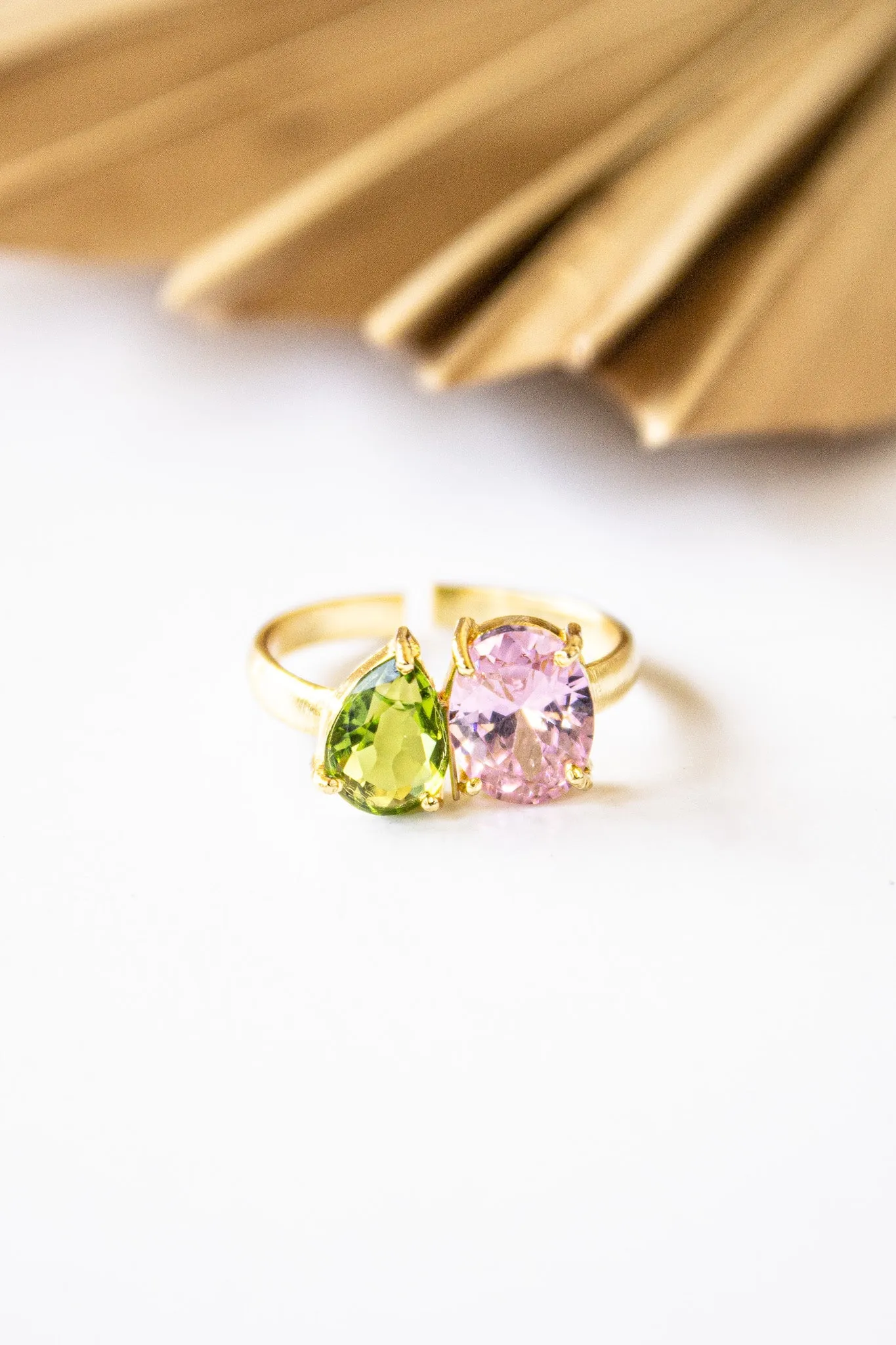 Dasha Pale Pink & Peridot Ring