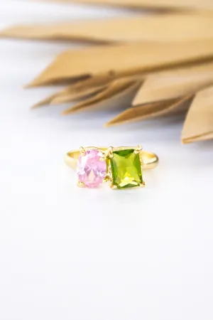 Dasha Pale Pink & Peridot Ring