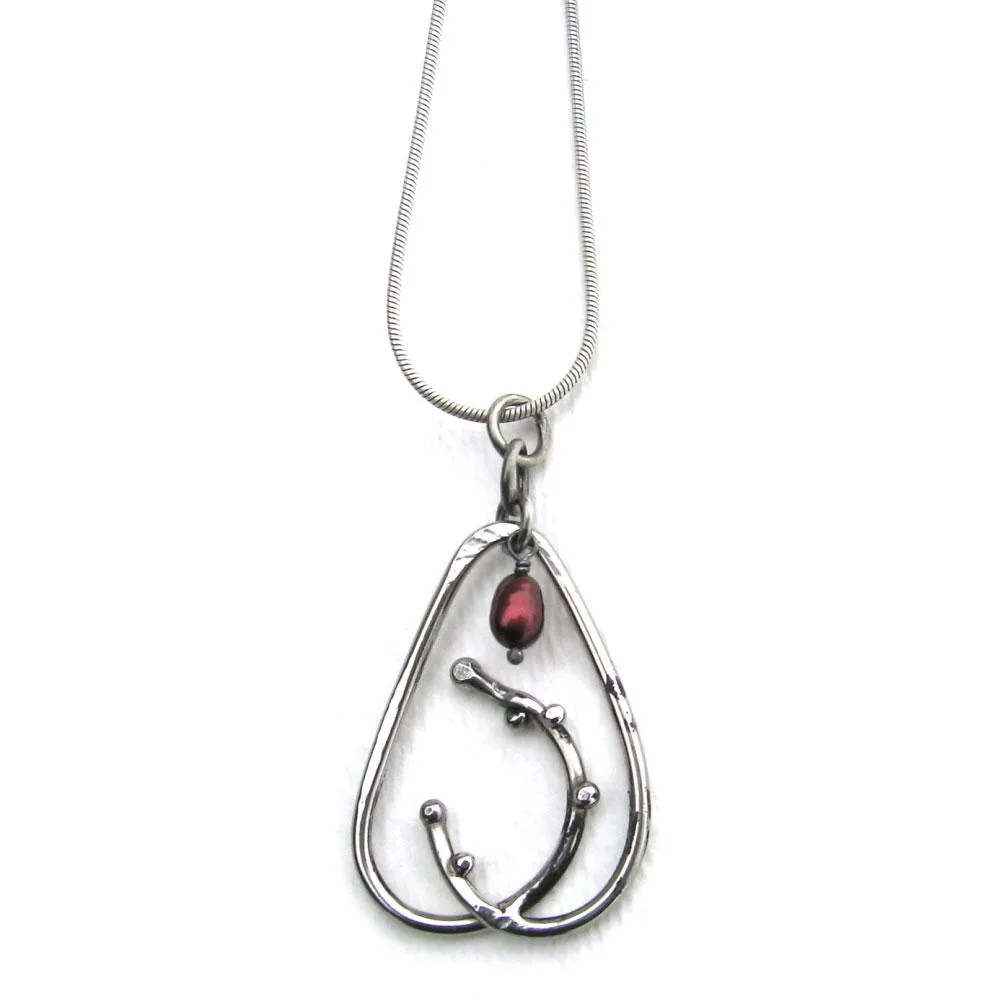 Dewdrop Stainless Steel and Semi Precious Stone Pendant Necklace Jewelry by Metallic Evolution