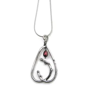 Dewdrop Stainless Steel and Semi Precious Stone Pendant Necklace Jewelry by Metallic Evolution