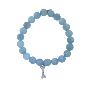 Diamond Dog Bone Aquamarine Beaded Bracelet