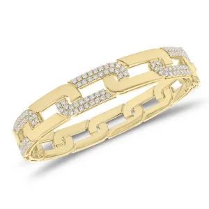 Diamond Flat Link Bangle Bracelet