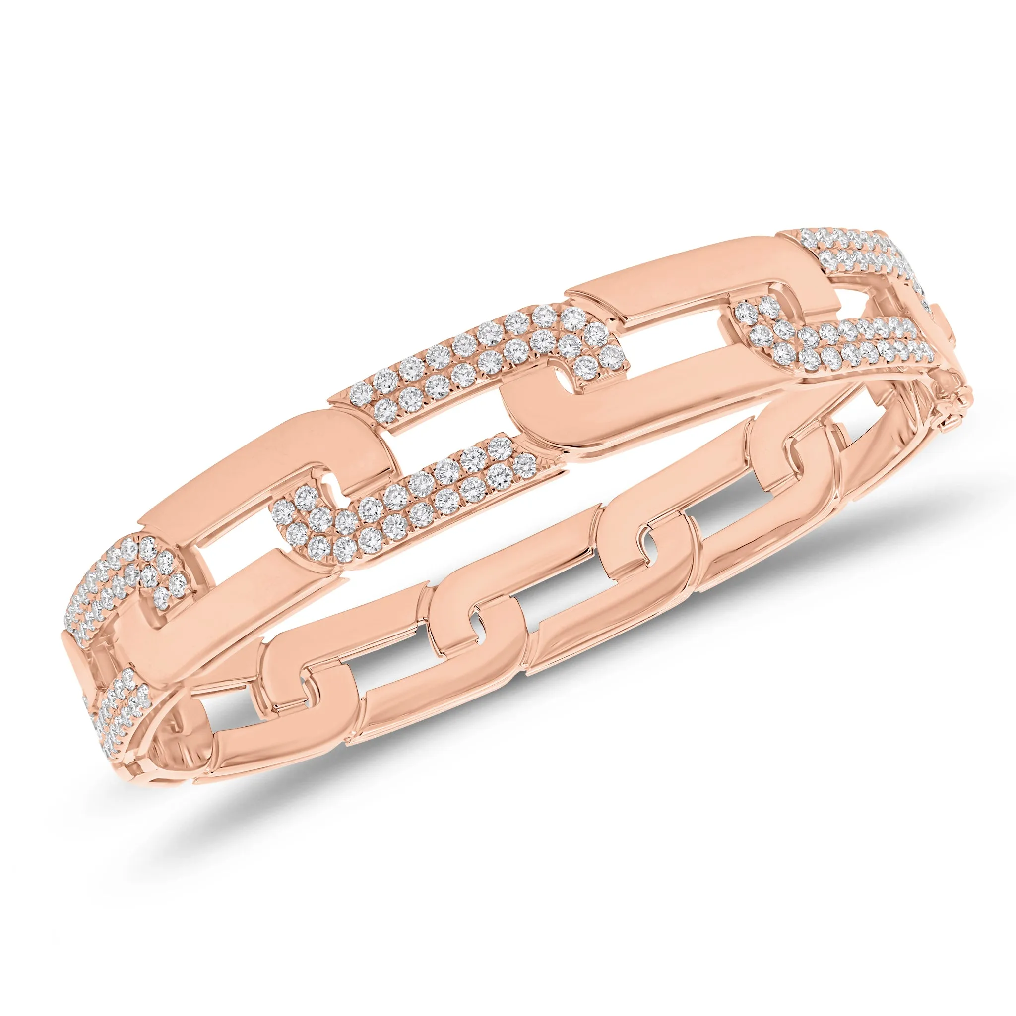 Diamond Flat Link Bangle Bracelet