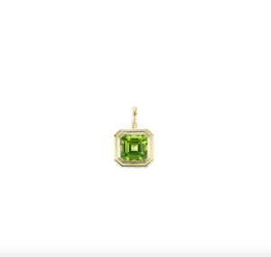 Double Bubble Bezel Peridot Asscher Charm