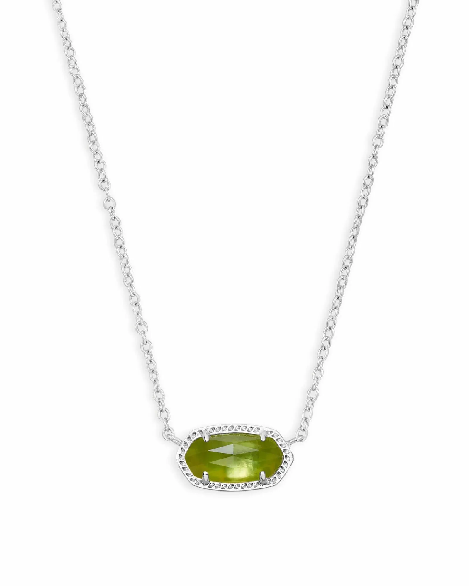 Elisa August Birthday Silver Necklace Peridot Illusion