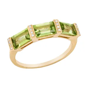 EMERALD-CUT PERIDOT AND DIAMOND RING