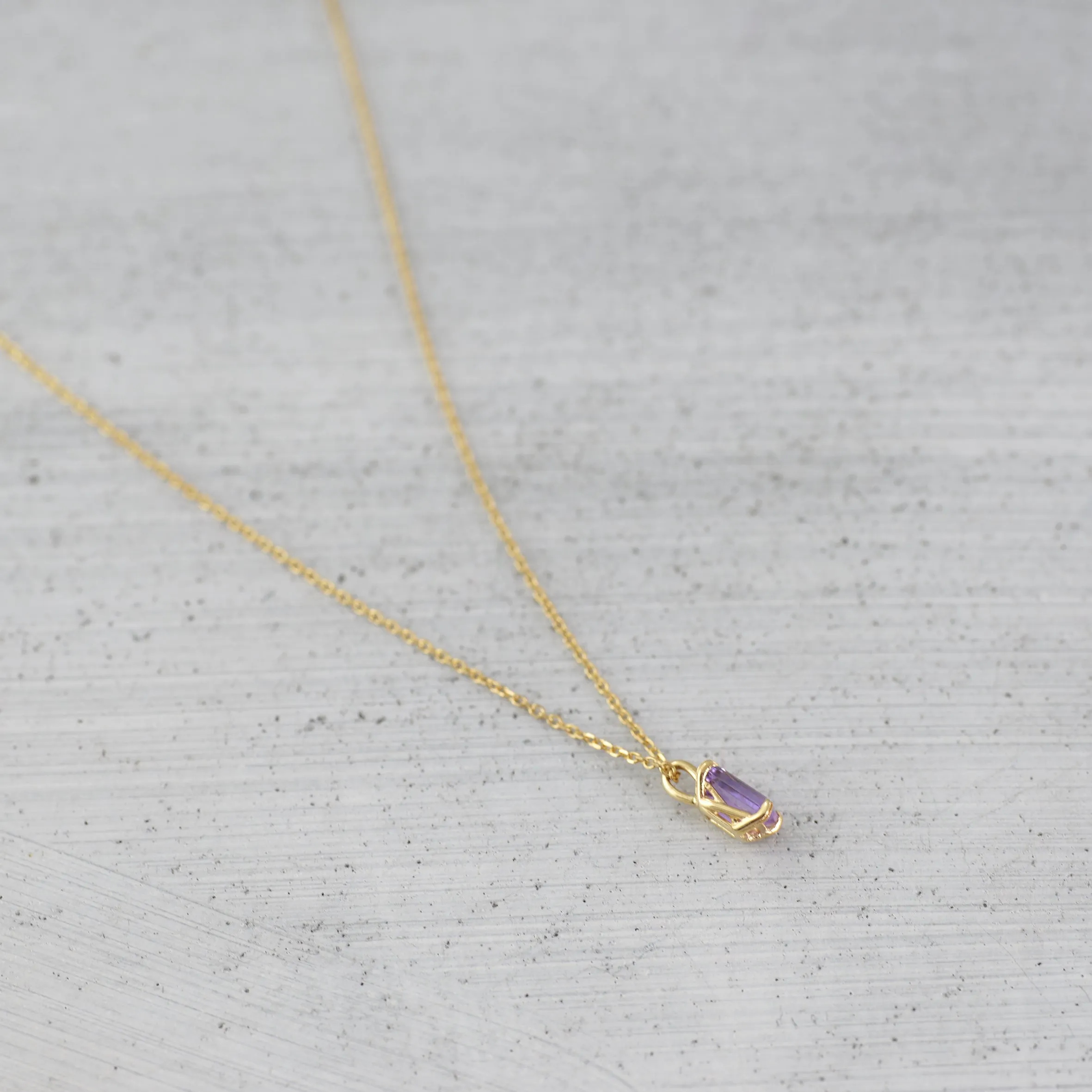 Emerald cut stone Necklace - 14K/ 18K Gold