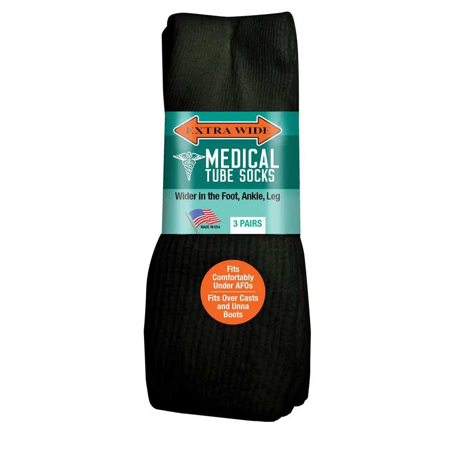 Extra Wide Medical Tube Socks 3-PK