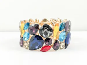 Fancy Multi Color & Shape Stones Stretch Fashion Bracelet