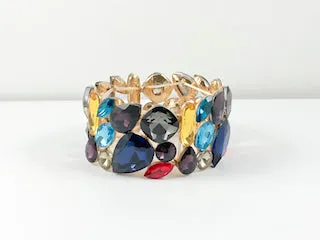 Fancy Multi Color & Shape Stones Stretch Fashion Bracelet