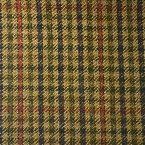 Fawn, Blue And Green Gun Club Check With Amber Overcheck Country Tweed Jacketing