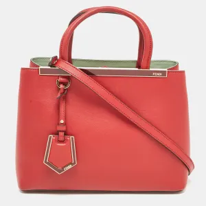 Fendi Red Leather Petite Sac 2Jours Tote