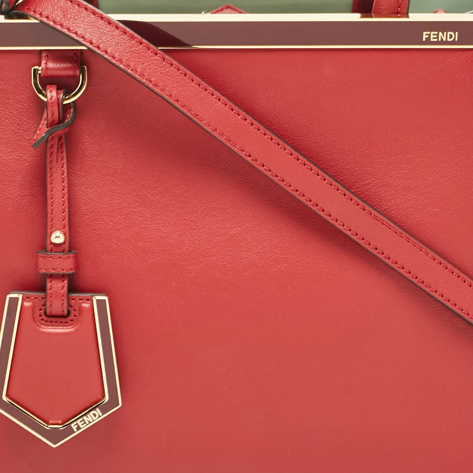 Fendi Red Leather Petite Sac 2Jours Tote
