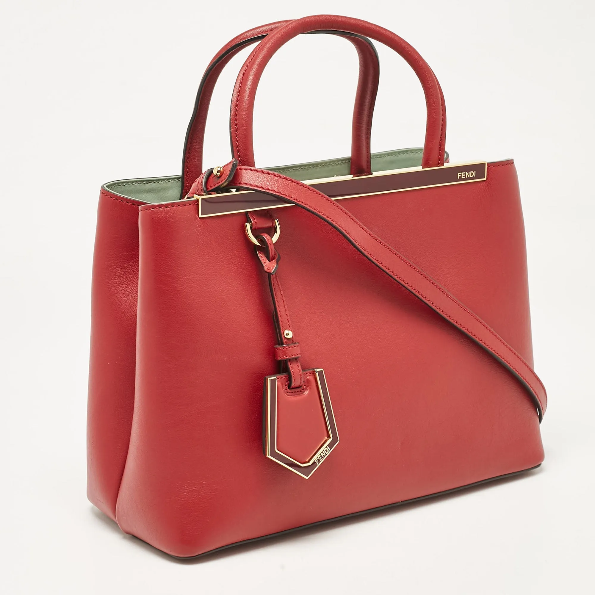 Fendi Red Leather Petite Sac 2Jours Tote