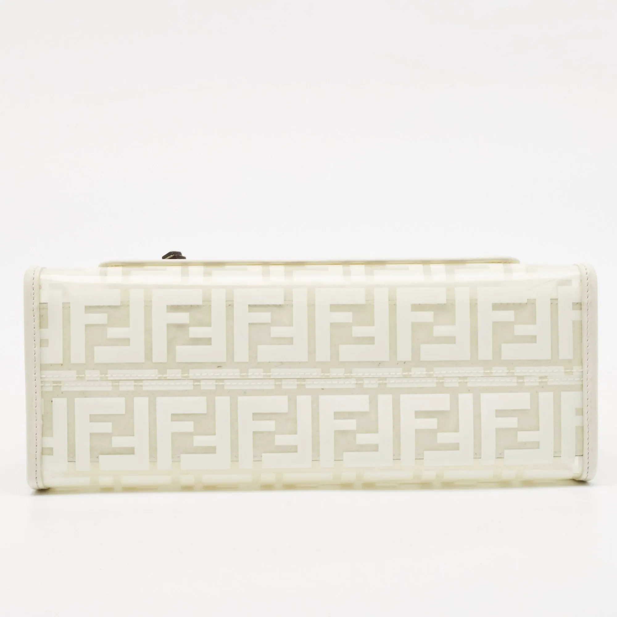 Fendi Transparent/off White Zucca Pvc And Leather Small Runaway Shopper Tote