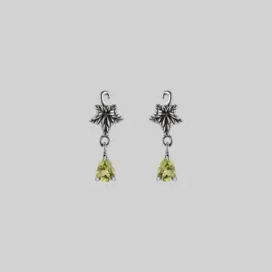FERONIA. Ivy Leaf Peridot Stud Earrings - Silver