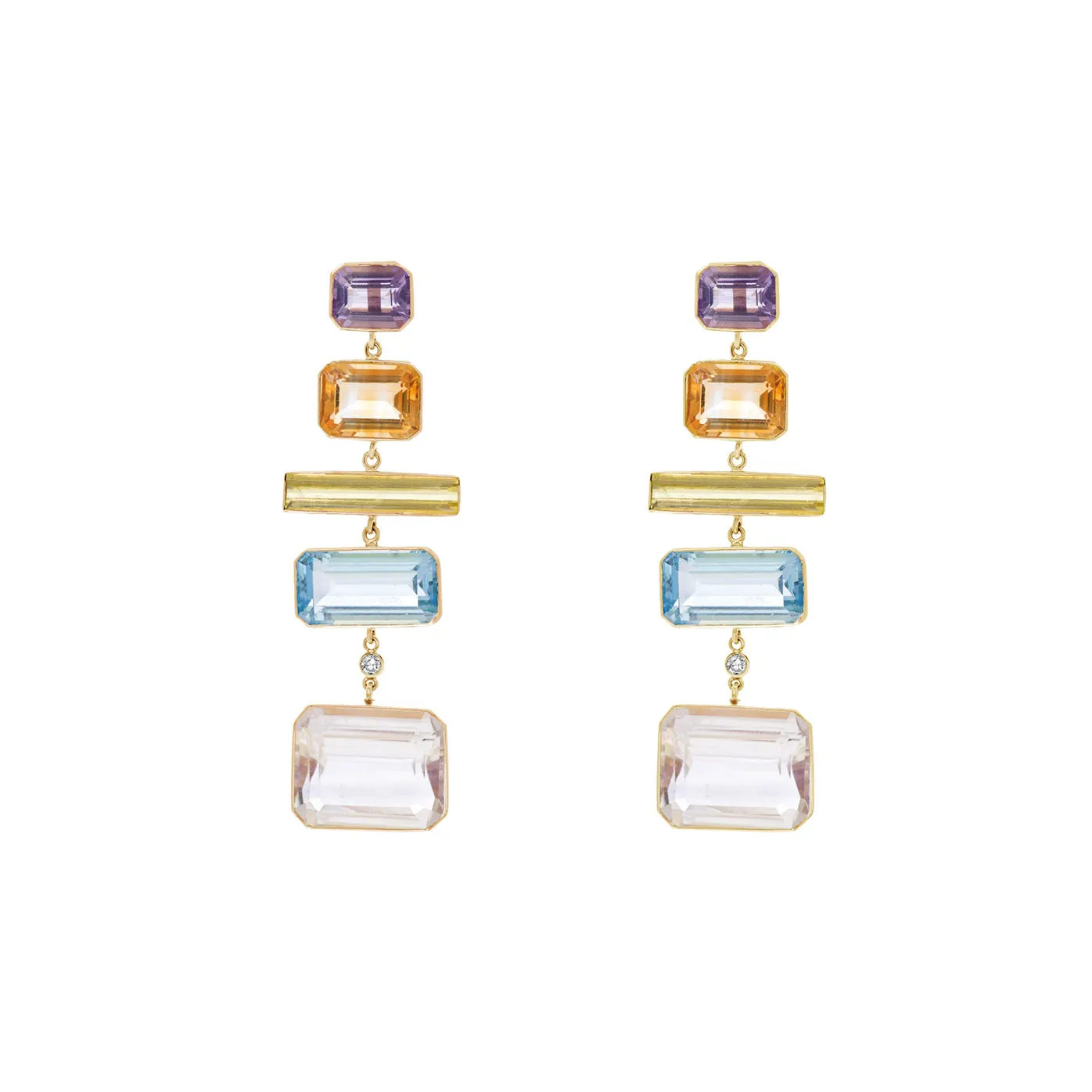Five Drop Deconstructed Rainbow Editorial Earrings
