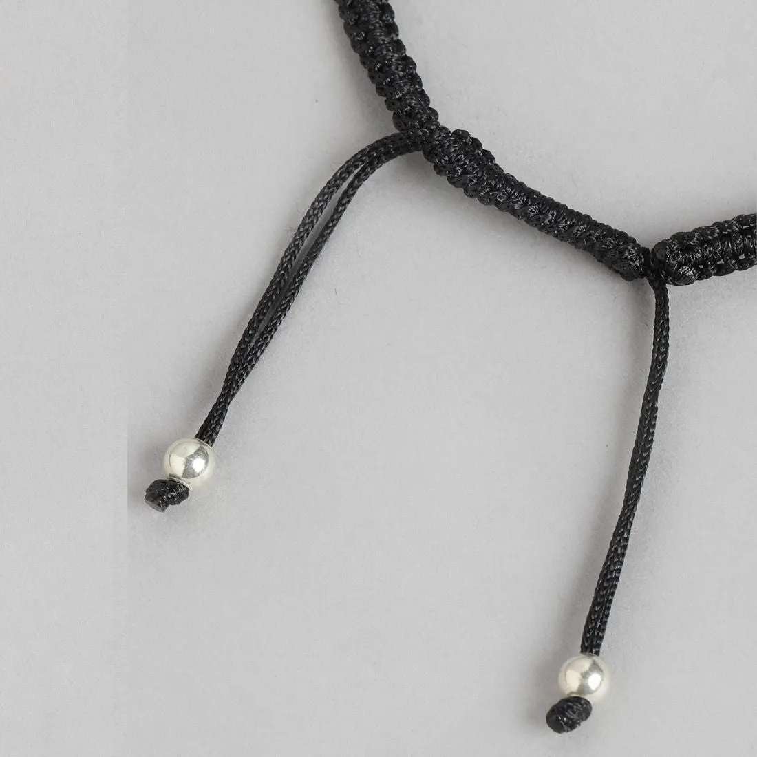Floral Rhodium Plated Green CZ 925 Sterling Silver Thread Anklet