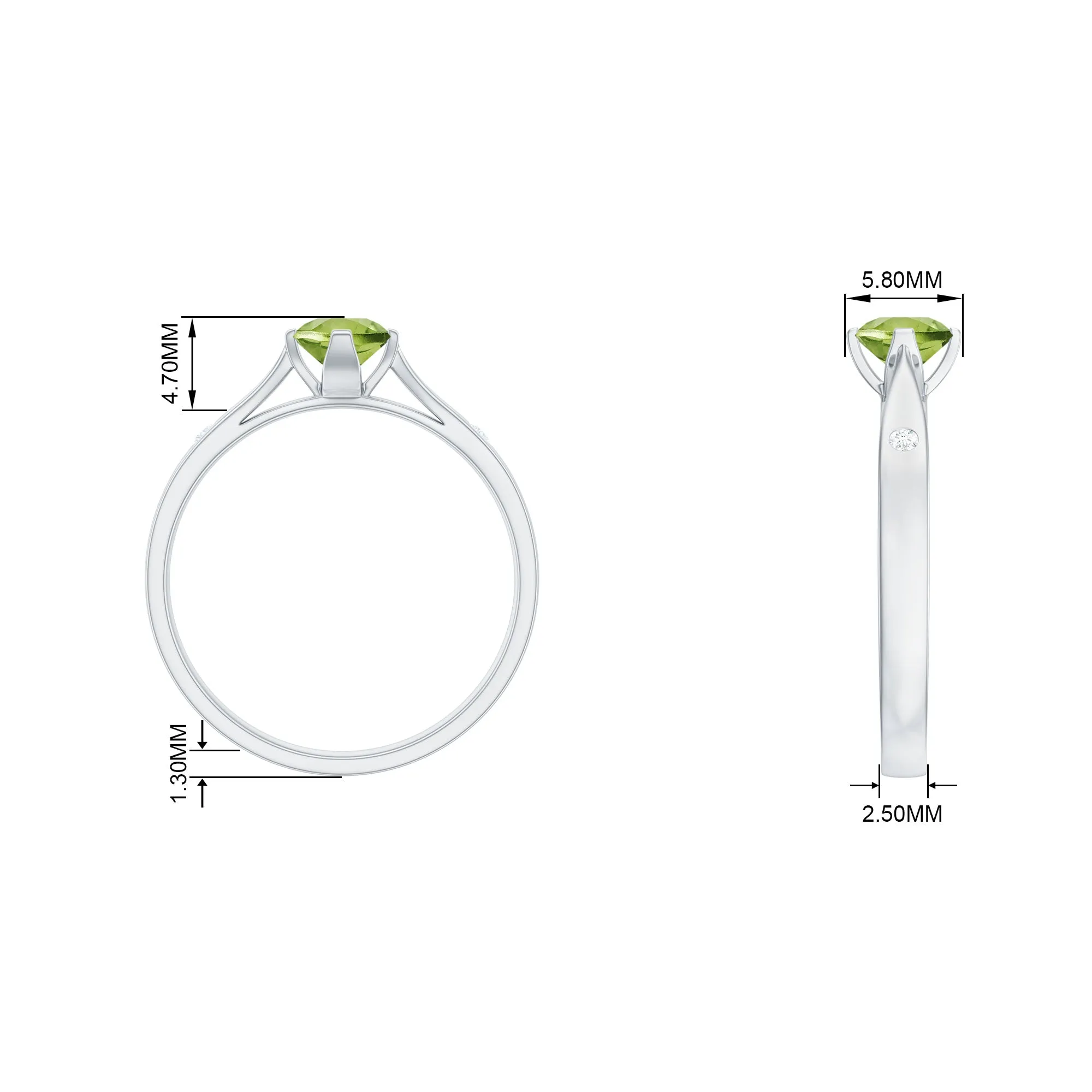 Floral Set Peridot Solitaire Ring with Diamond