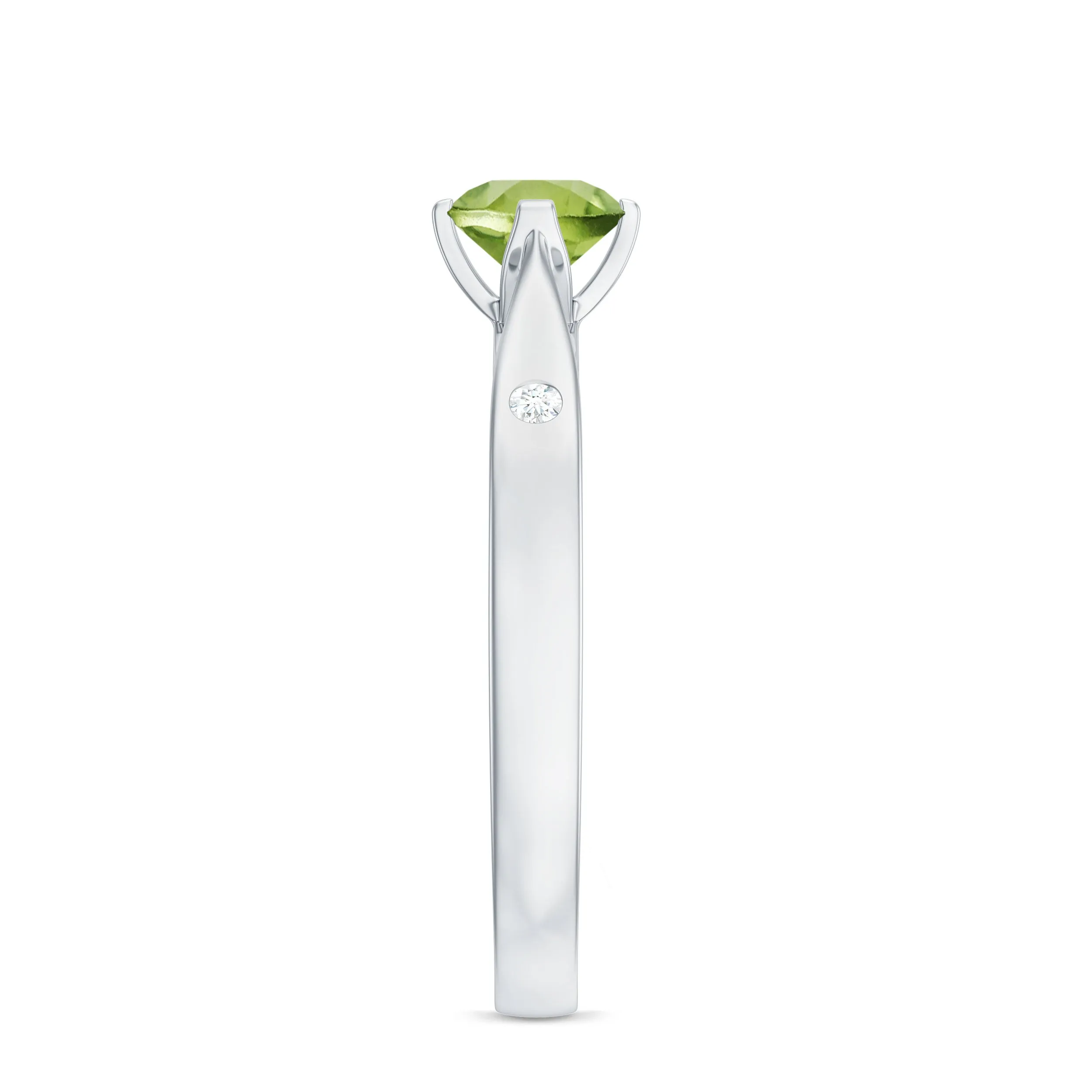 Floral Set Peridot Solitaire Ring with Diamond