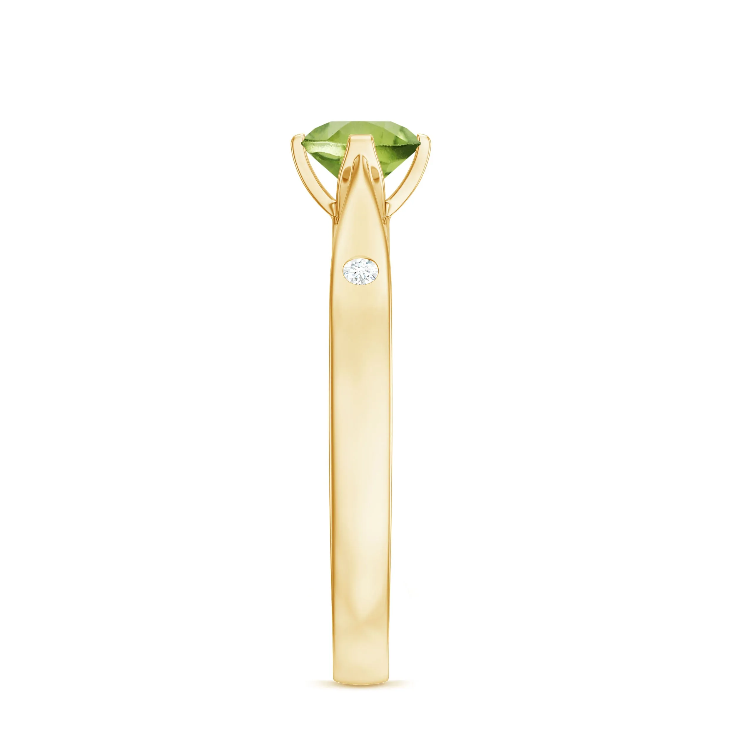 Floral Set Peridot Solitaire Ring with Diamond
