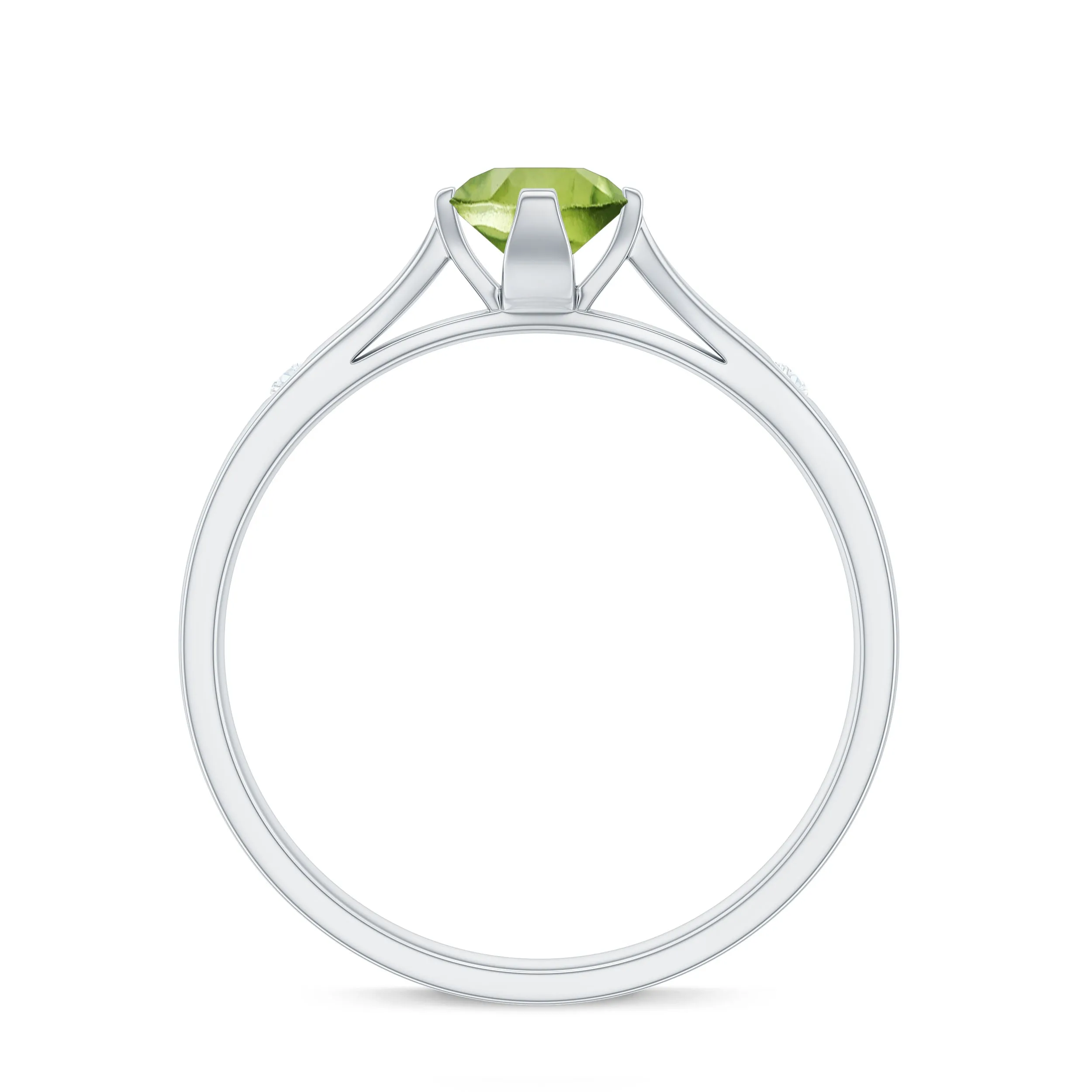 Floral Set Peridot Solitaire Ring with Diamond