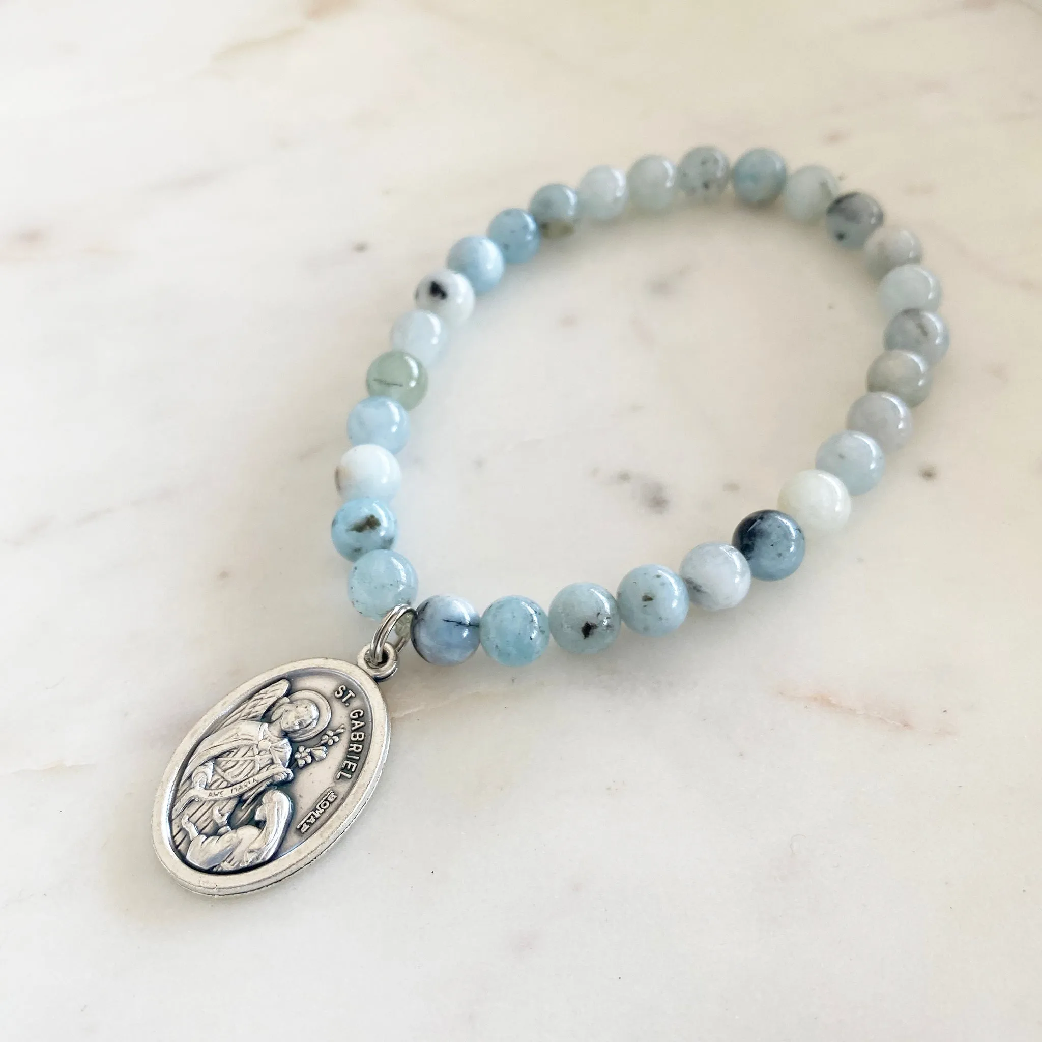 Gemstone Saint Bracelet - Aquamarine