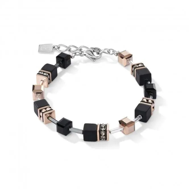 GeoCUBE® Onyx Black-Rose Gold Bracelet 4018/30-1300
