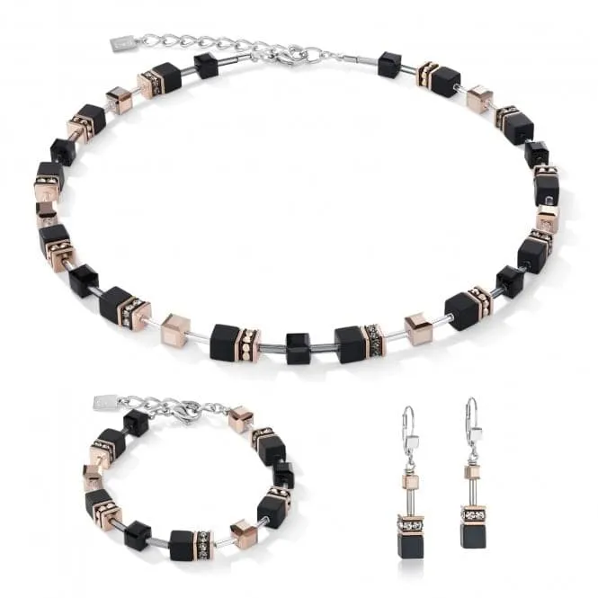 GeoCUBE® Onyx Black-Rose Gold Bracelet 4018/30-1300