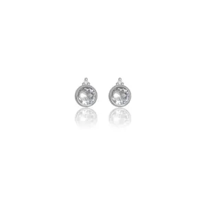 Georgini Natural Aquamarine and Two Natural Diamond March Earrings - Silver