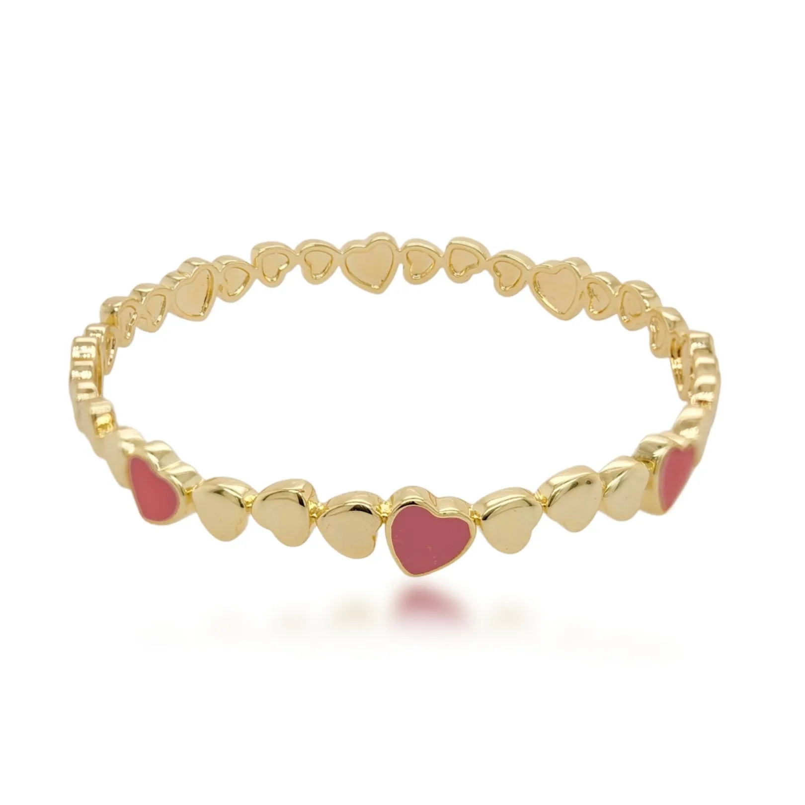 Gold Plated Enamel Hearts Children's Bangle