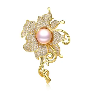 GOLDEN FLOWER EDISON PEARL BROOCH